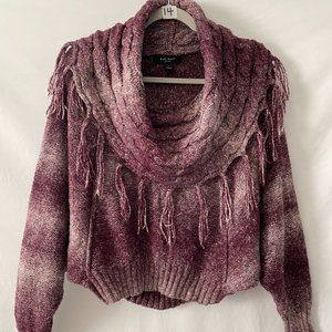 Nine West Jeans Women White Pink Cowl Neck Long Sleeve Cardigan Sweater Size S